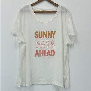 C & C California White Graphic Tee Sunny Plus Size 2X Yoga Gym Exercise Walk Sun